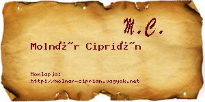 Molnár Ciprián névjegykártya